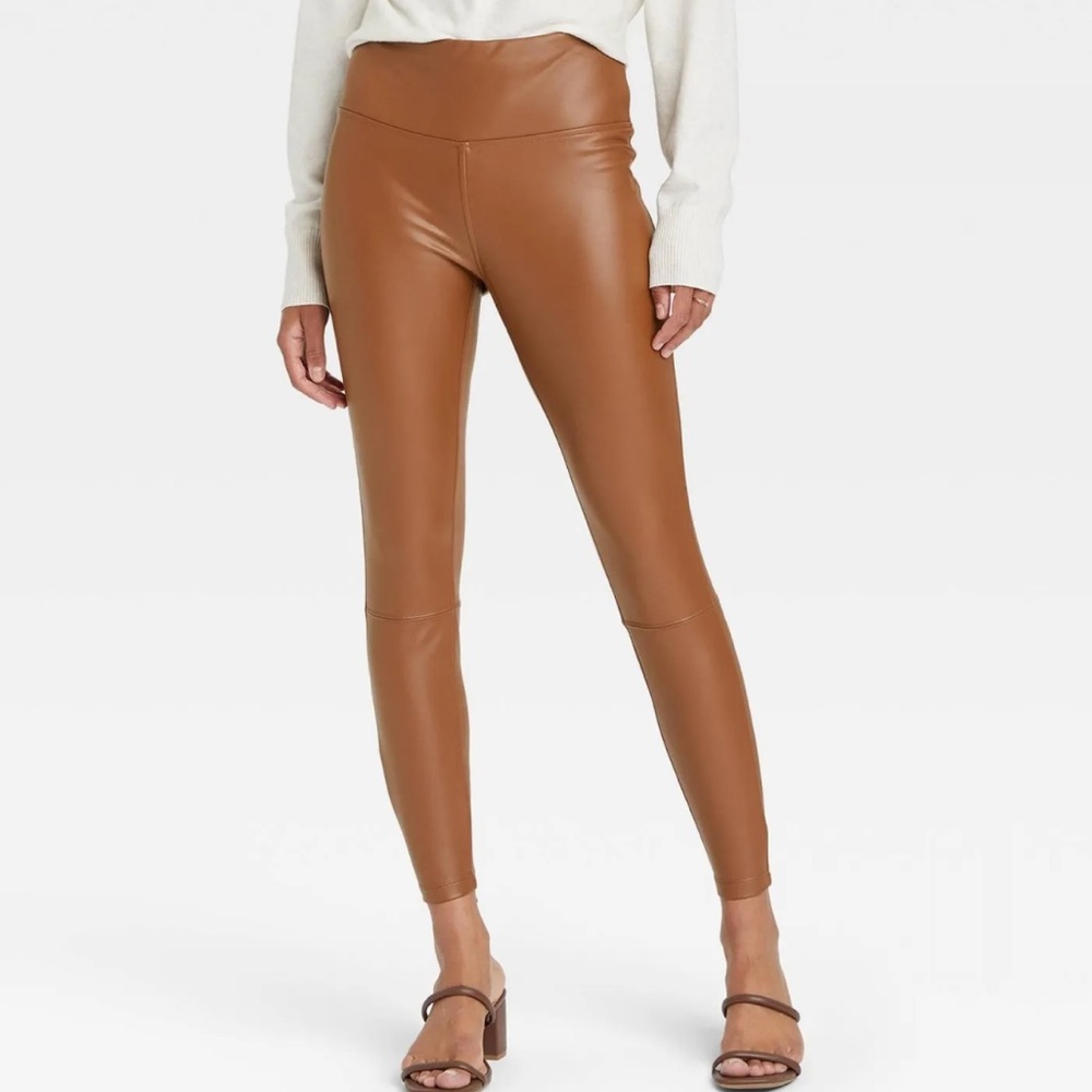 A New Day Women's High-Waisted Faux Leather Ankle Leggings XXL